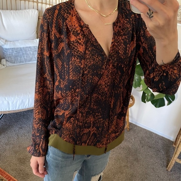 CAbi #101 Border Wrap Blouse In Python - Picture 3 of 5